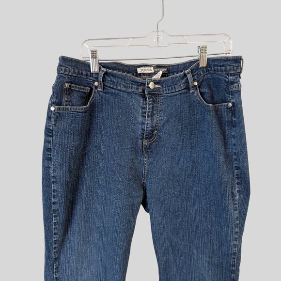 St John's Bay Size 18 Womens Distressed Hem Y2K Spandex Straight Boot Cut Denim - Picture 2 of 10